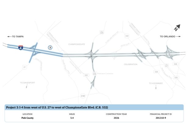 Map: Moving I-4 Forward – Project 3 (U.S. 27 to ChampionsGate Blvd.) 